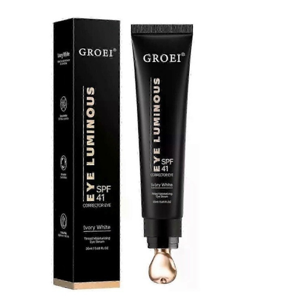 GROEI branded tinted moisturizing eye serum in the shade Ivory White.